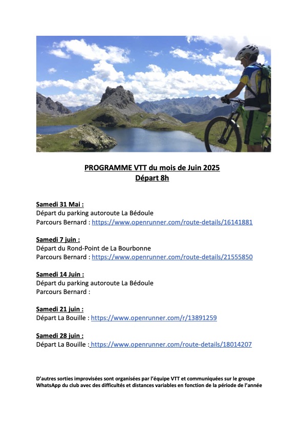 PROGRAMME VTT du mois de JUIN 2025 V2